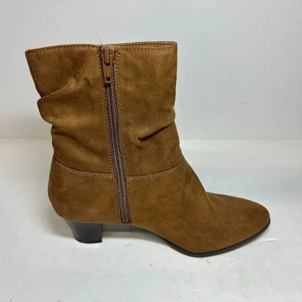 Style & Co. Womens 6.5 M Cognac Brown Faux Suede Slouch Mid Calf Boots NIB QJ6